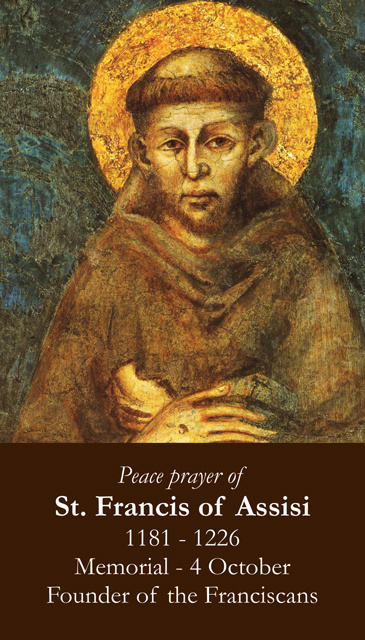 St. Francis Peace Prayer Holy Card 